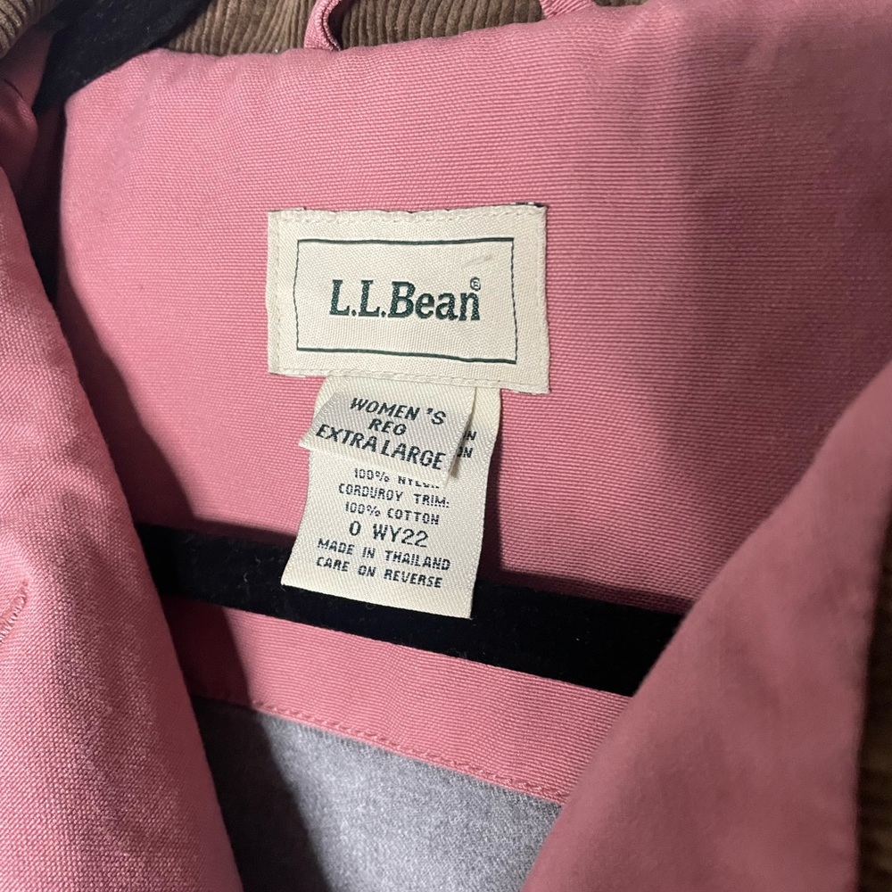 LL Bean Womens Barn Coat Flannel Lined XL Pink Brown Corduroy Trim Chore Field - Picture 4 of 9